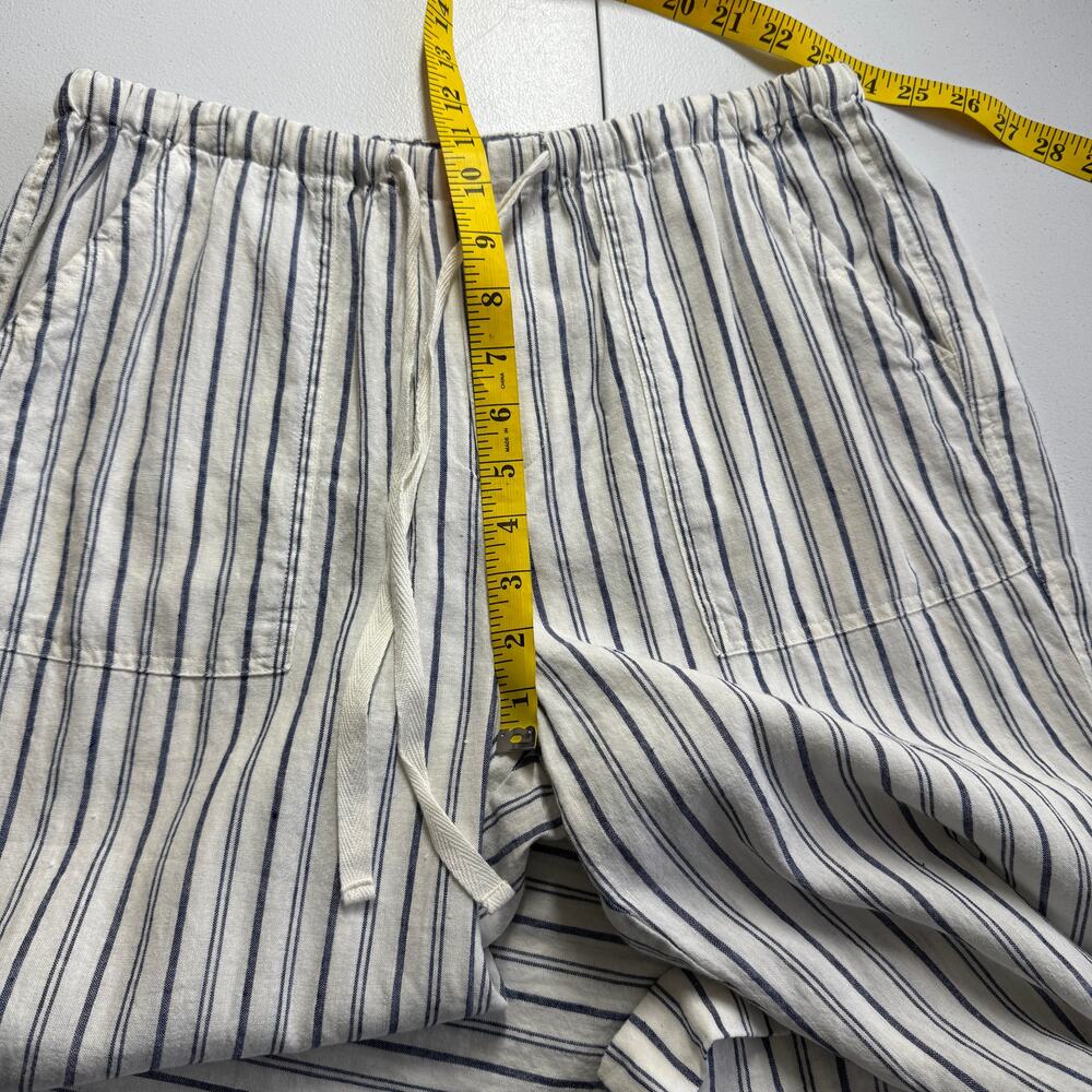 Joie Striped Linen Cotton Drawstring Pants Blue White Coastal Small - Picture 11 of 11